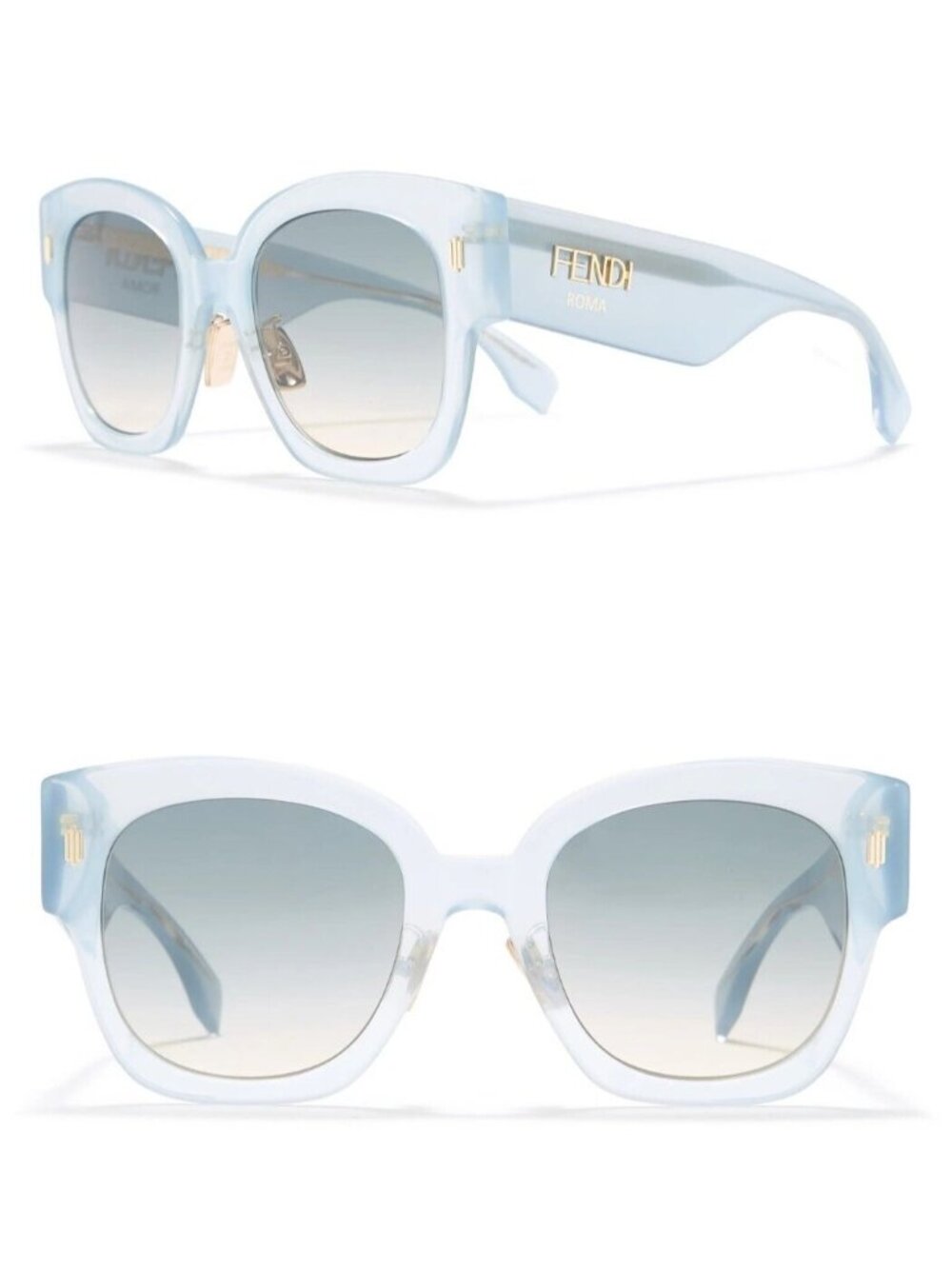 Fendi FF0458/G/S MVUPR 52mm Oversized Square Sunglasses Azure Blue / Gradient